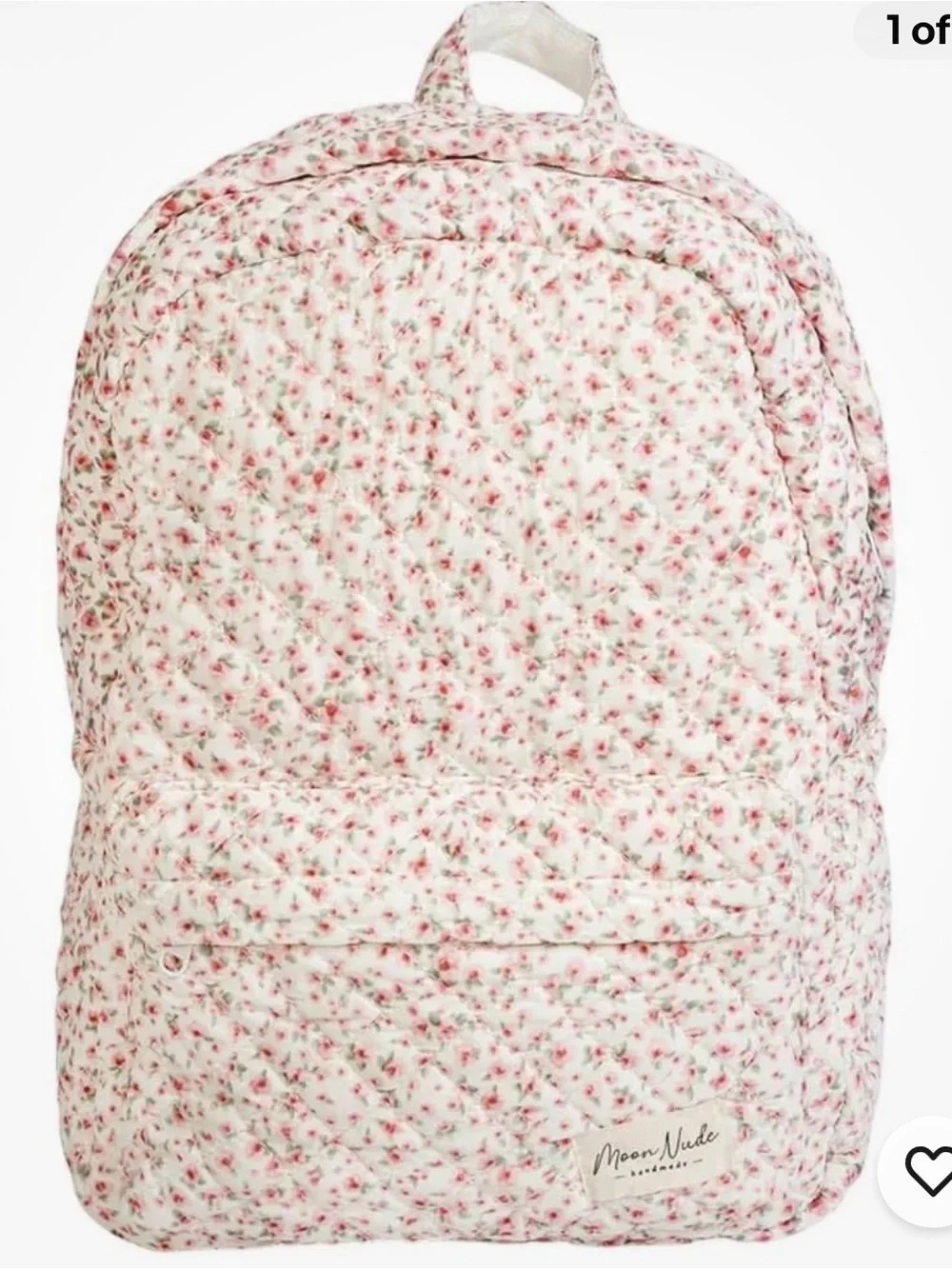 New Moon Nude Pink Floral Quilted Backpack small flower print lightweight